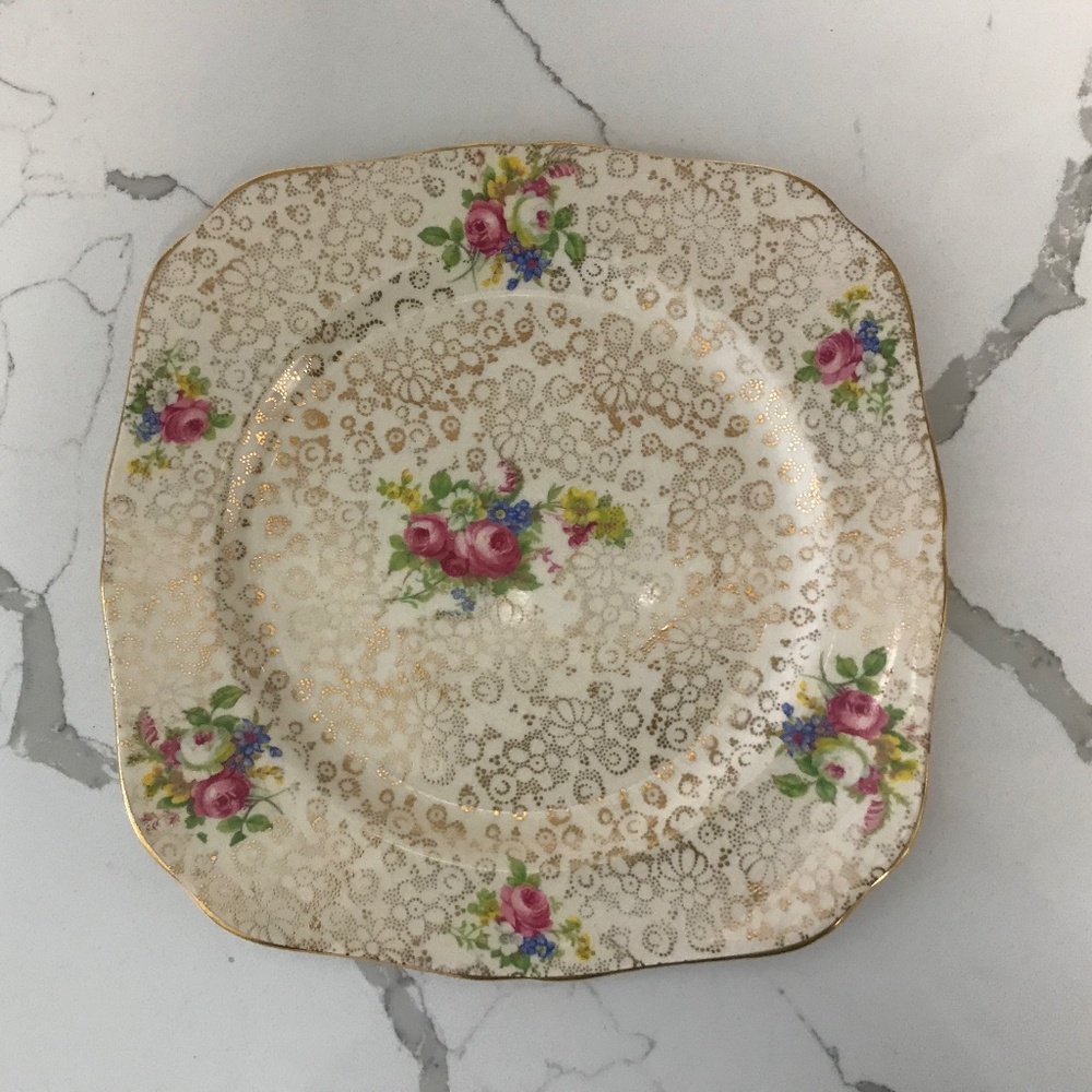 Vintage H & K Tunstall China Porcelain Square Luncheon 9” Salad Cake Plate